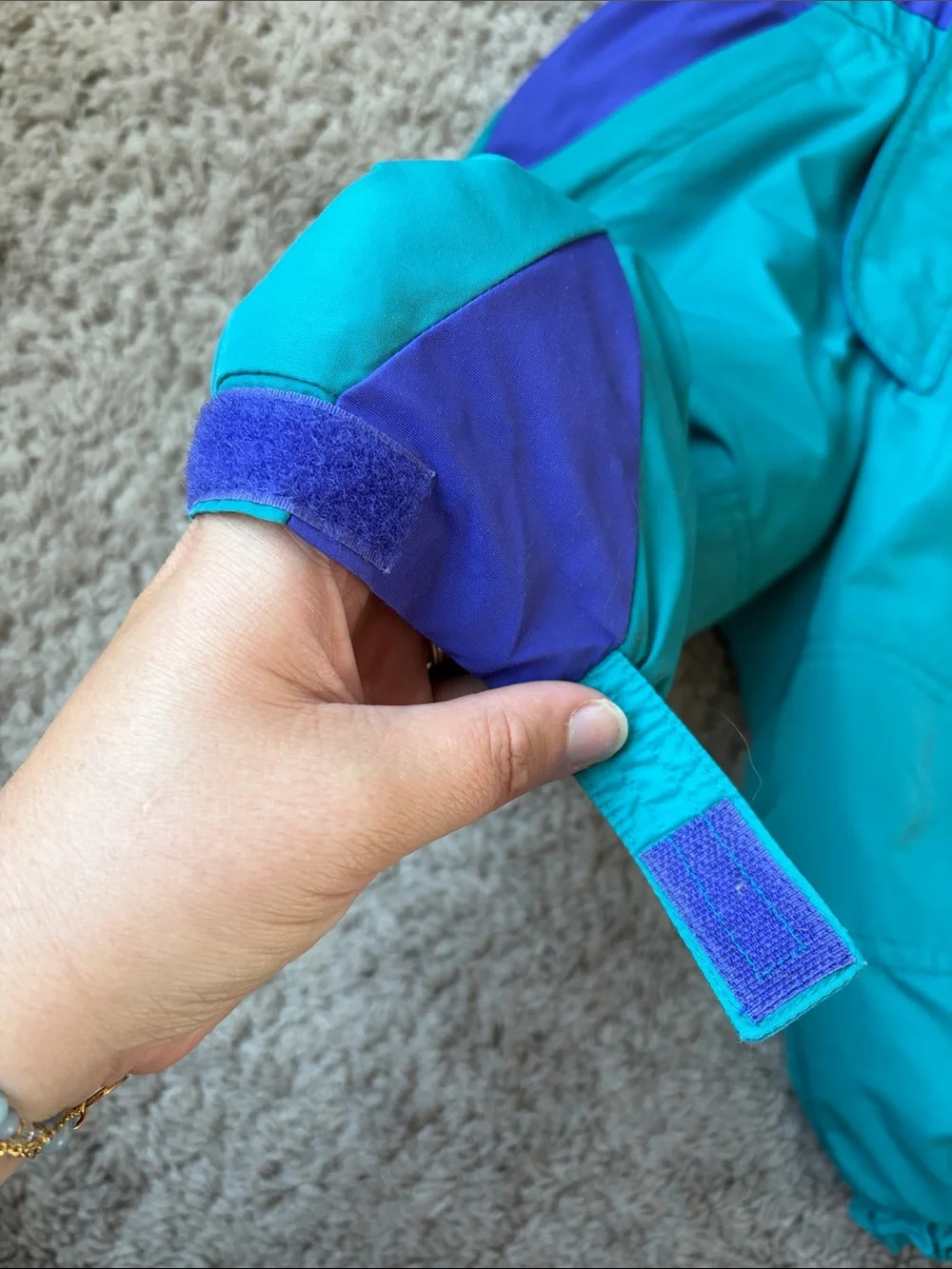 Vintage L. L. Bean Teal and Purple Kids One-Piece Snowsuit